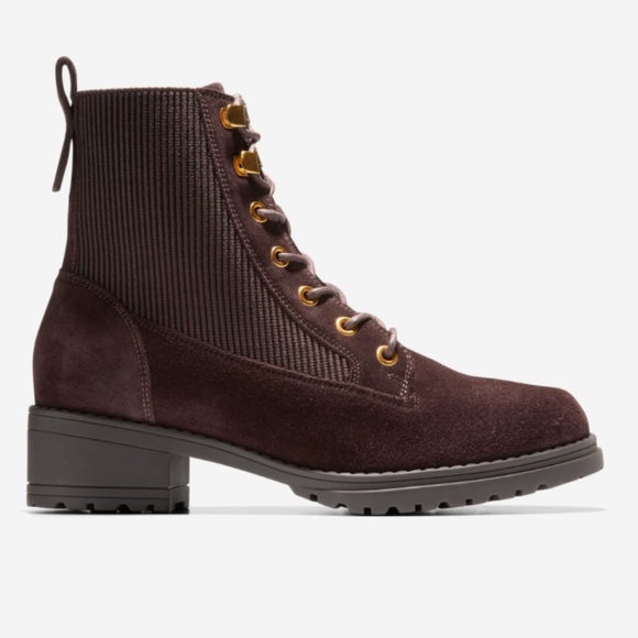 Cole Haan Camea Combat Boot II Size 6 Dark Chocolate - Picture 2 of 4